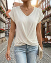 Tirenne - Fluid Draped V-Neck Blouse