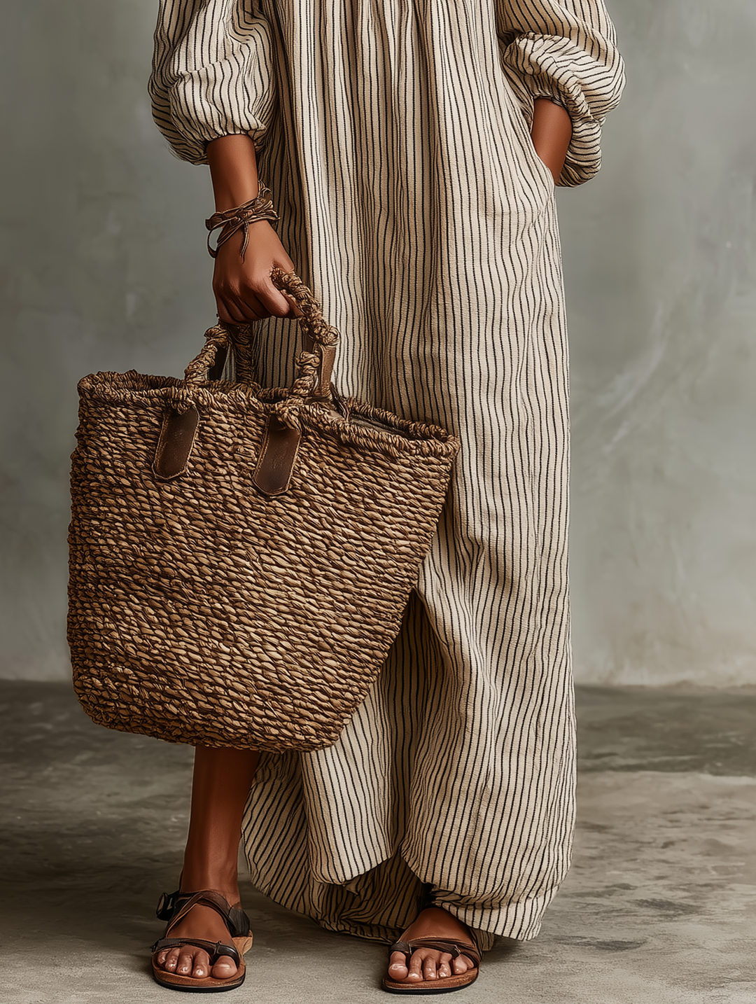 Carmen | Long Cotton-Linen Dress with Off-the-Shoulder Design