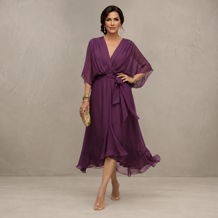 Marta Elegant Chiffon Midi Dress