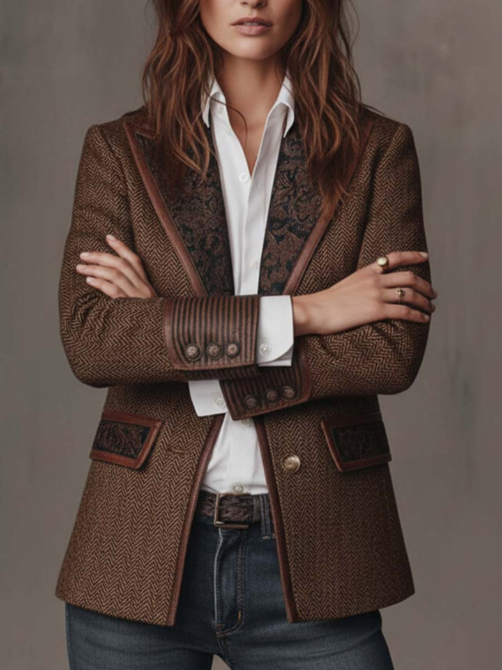Doris Herringbone Paisley Blazer