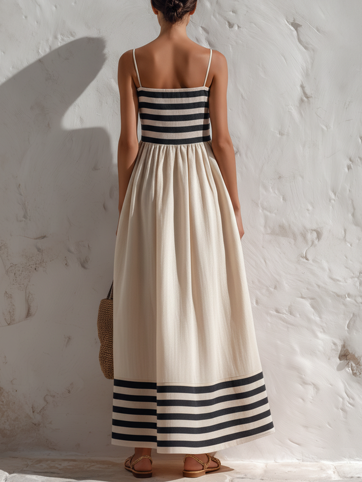 Ortensia dress with black and beige stripes
