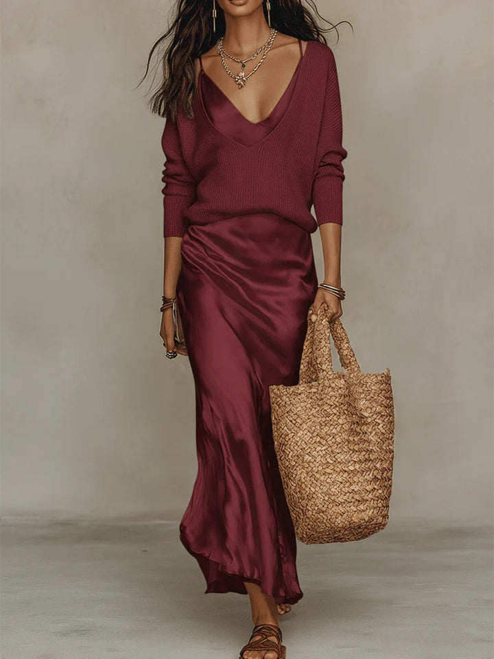 Alessia Elegant Satin Midi Dress