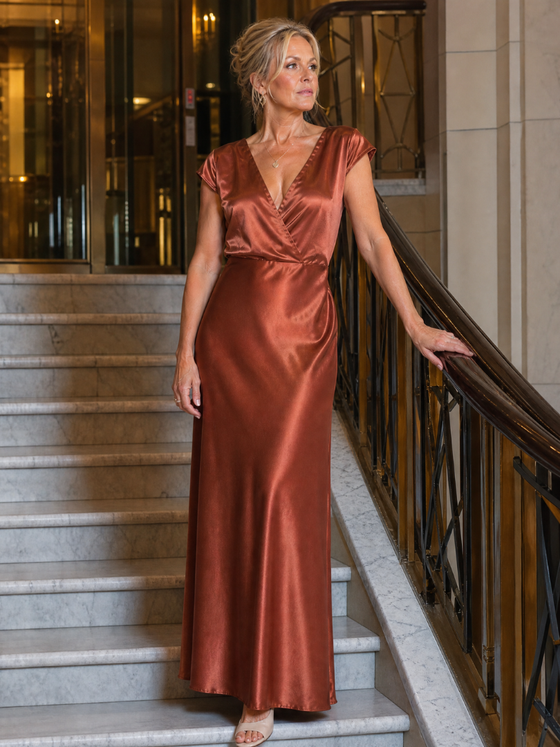 Samouse Cap Sleeve Wrap Bodice Maxi Dress by Roseworth London