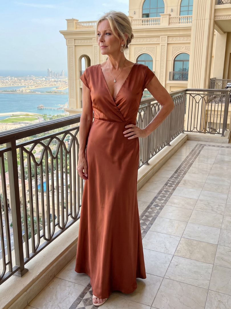 Samouse Cap Sleeve Wrap Bodice Maxi Dress by Roseworth London