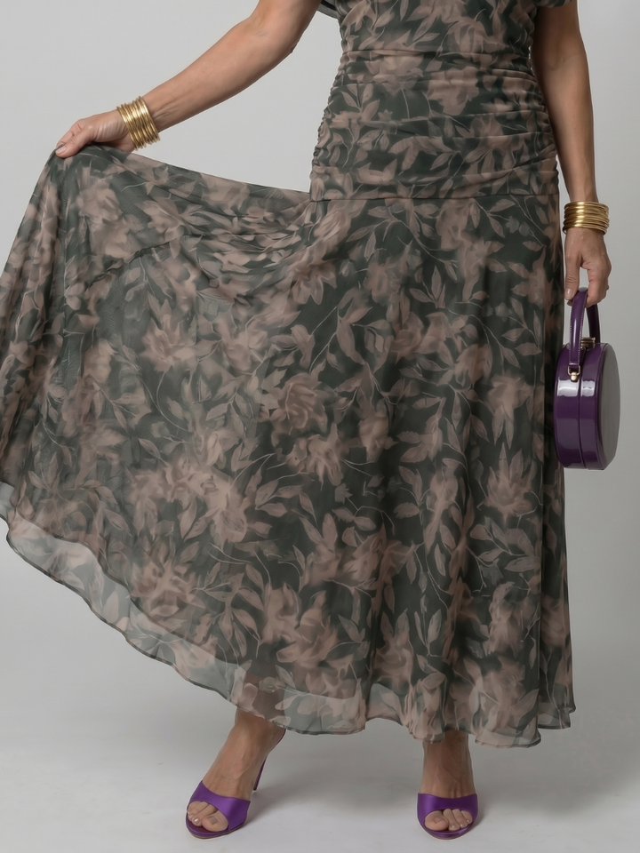 Calen Off Shoulder Flow Midi Dress by Roseworth London
