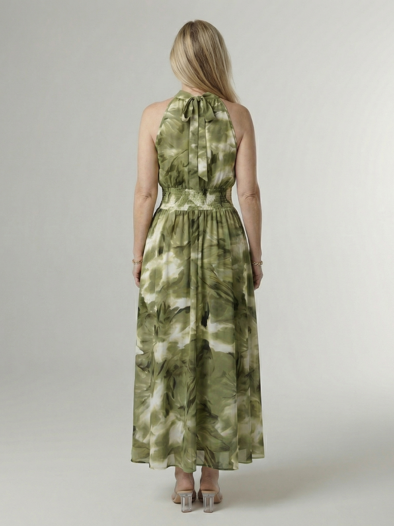 Sylin Gathered Halter Midi Dress by Roseworth London