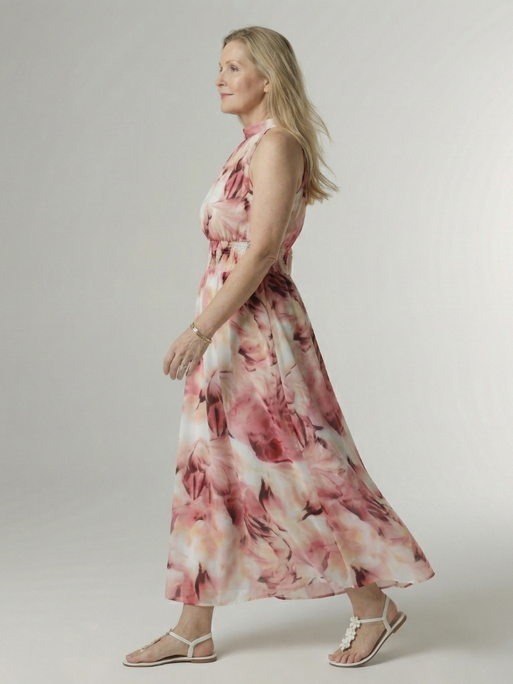 Sylin Gathered Halter Midi Dress by Roseworth London