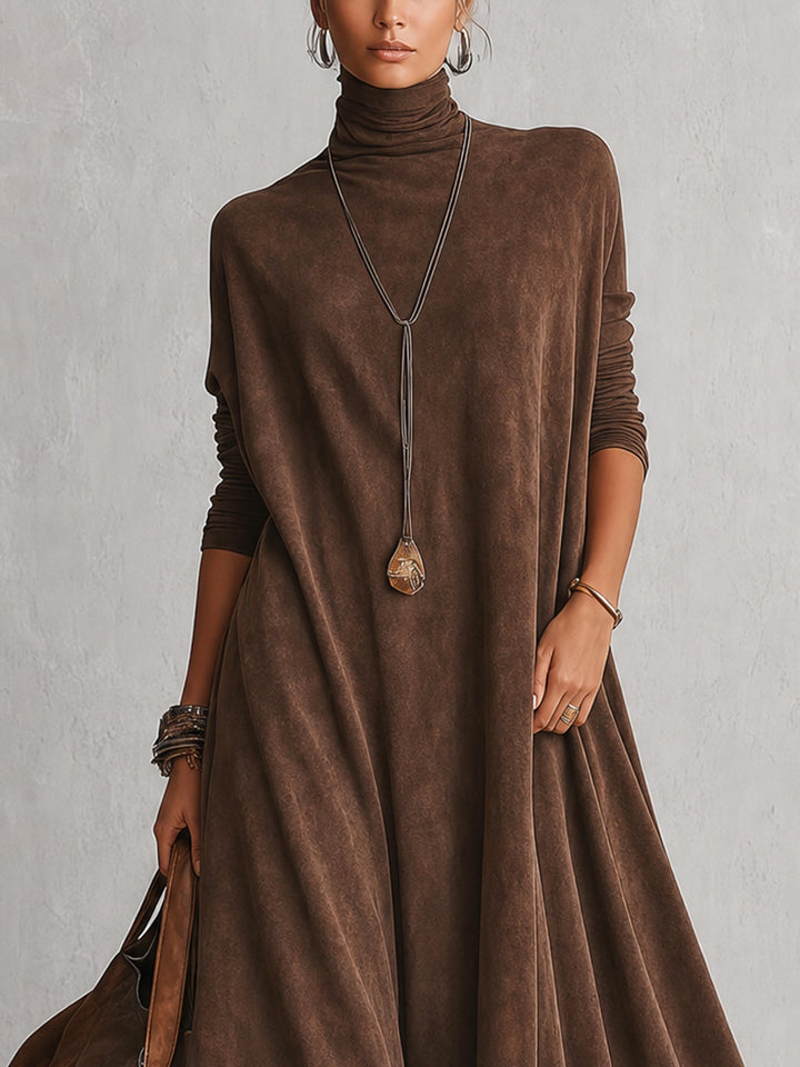 Brunella Lace-Hem Suede-Effect Maxi Dress