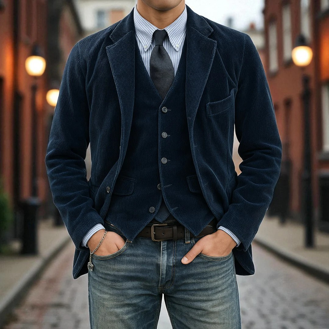 Eduardo Blazer & Corduroy Waistcoat Set