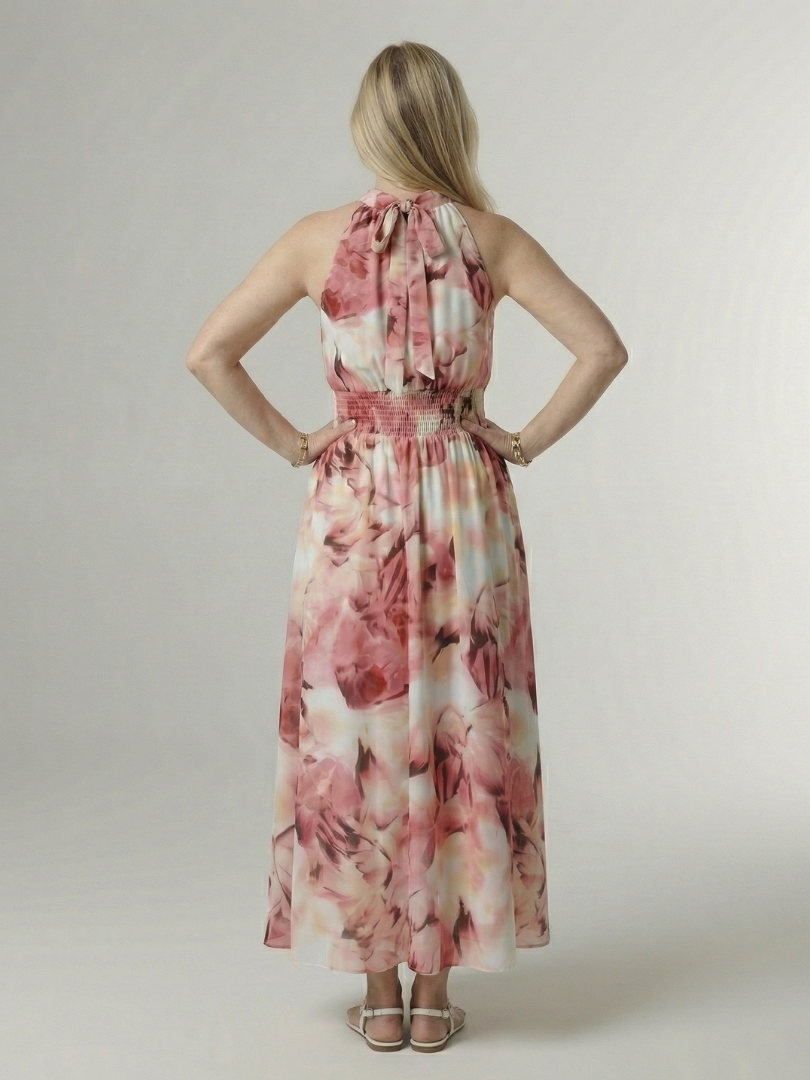 Sylin Gathered Halter Midi Dress by Roseworth London
