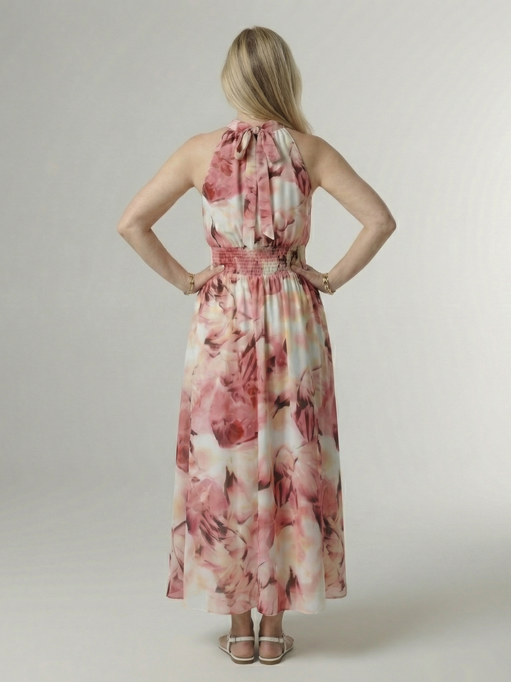 Sylin Gathered Halter Midi Dress by Roseworth London