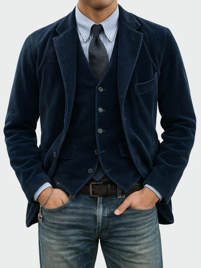 Eduardo Blazer & Corduroy Waistcoat Set