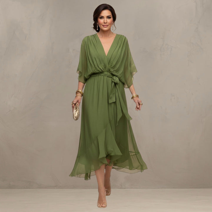 Marta Elegant Chiffon Midi Dress