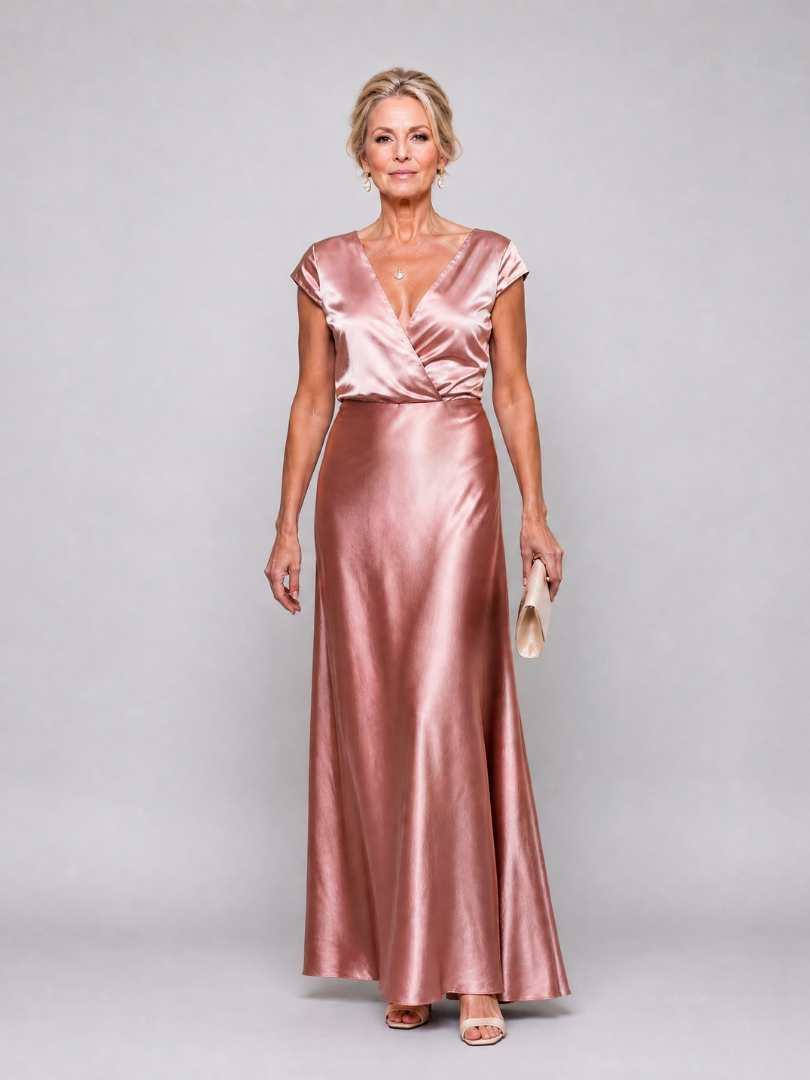 Samouse Cap Sleeve Wrap Bodice Maxi Dress by Roseworth London