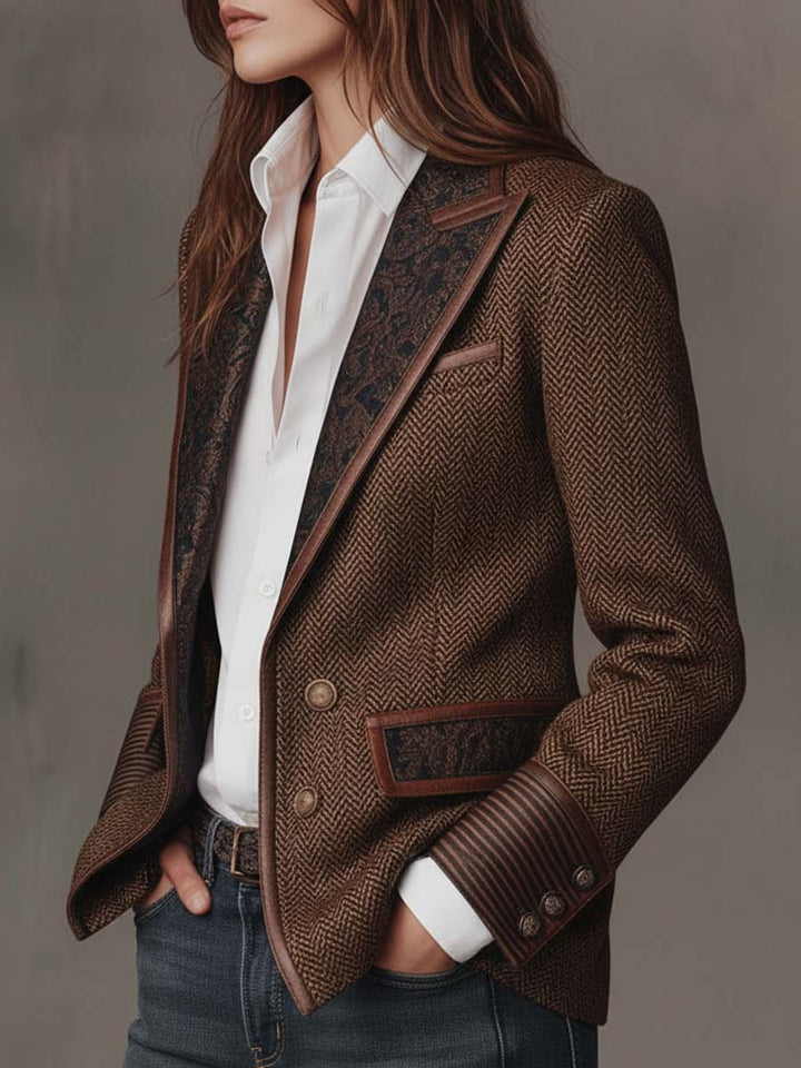 Doris Herringbone Paisley Blazer