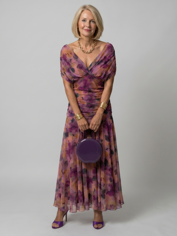 Calen Off Shoulder Flow Midi Dress by Roseworth London