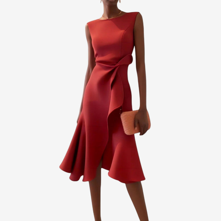 Eliana | Elegant midi dress with an asymmetric cut