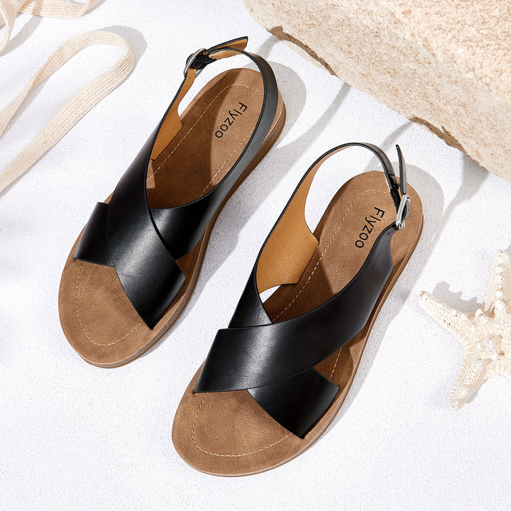 Willow | Flat Cross-Strap Sandals