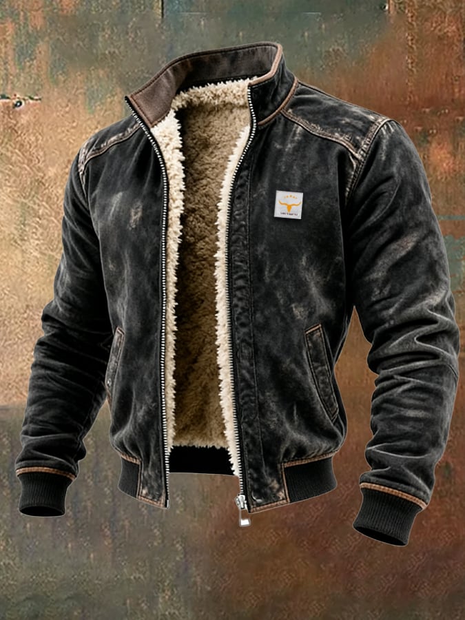 Noah Sherpa-Lined Leather-Look Bomber Jacket