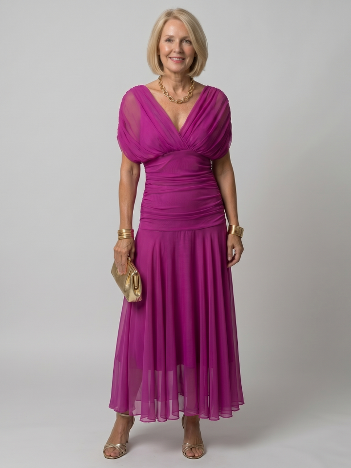 Calen Off Shoulder Flow Midi Dress by Roseworth London