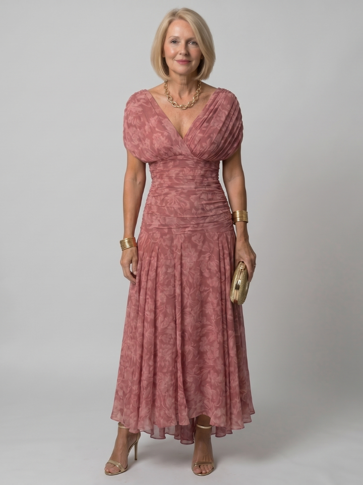 Calen Off Shoulder Flow Midi Dress by Roseworth London