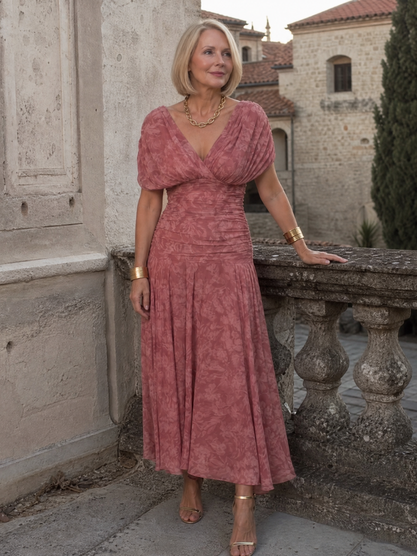 Calen Off Shoulder Flow Midi Dress by Roseworth London
