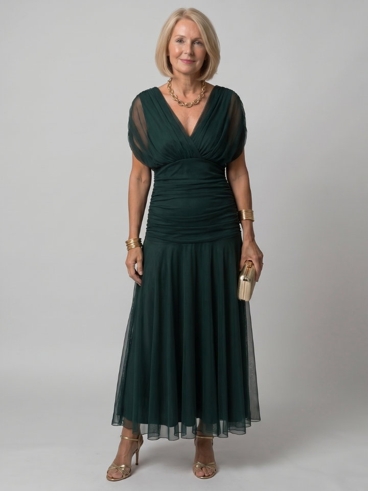 Calen Off Shoulder Flow Midi Dress by Roseworth London