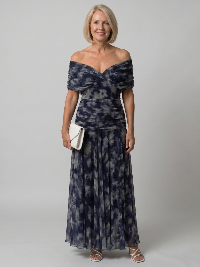 Calen Off Shoulder Flow Midi Dress by Roseworth London
