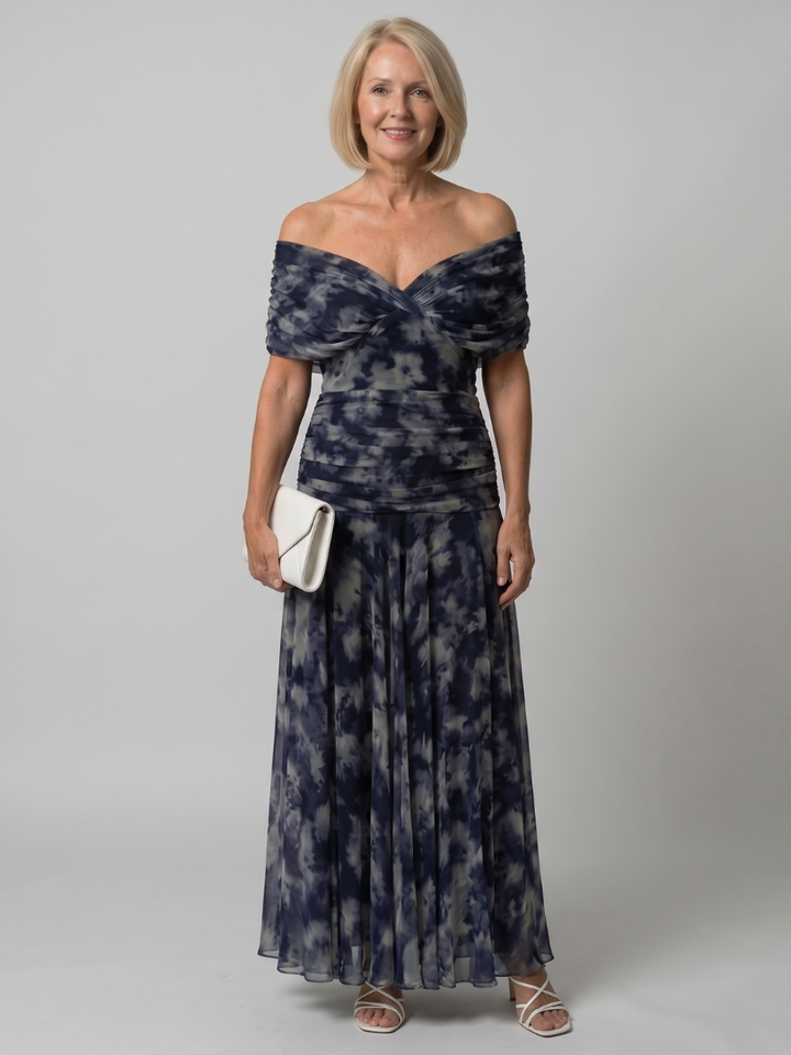 Calen Off Shoulder Flow Midi Dress by Roseworth London