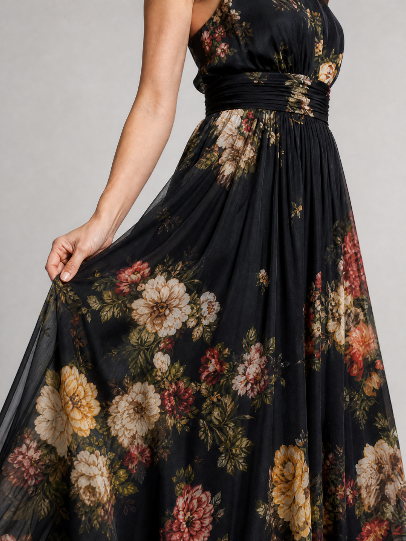 Sior Floral Halter Neck Midi Dress by Roseworth London