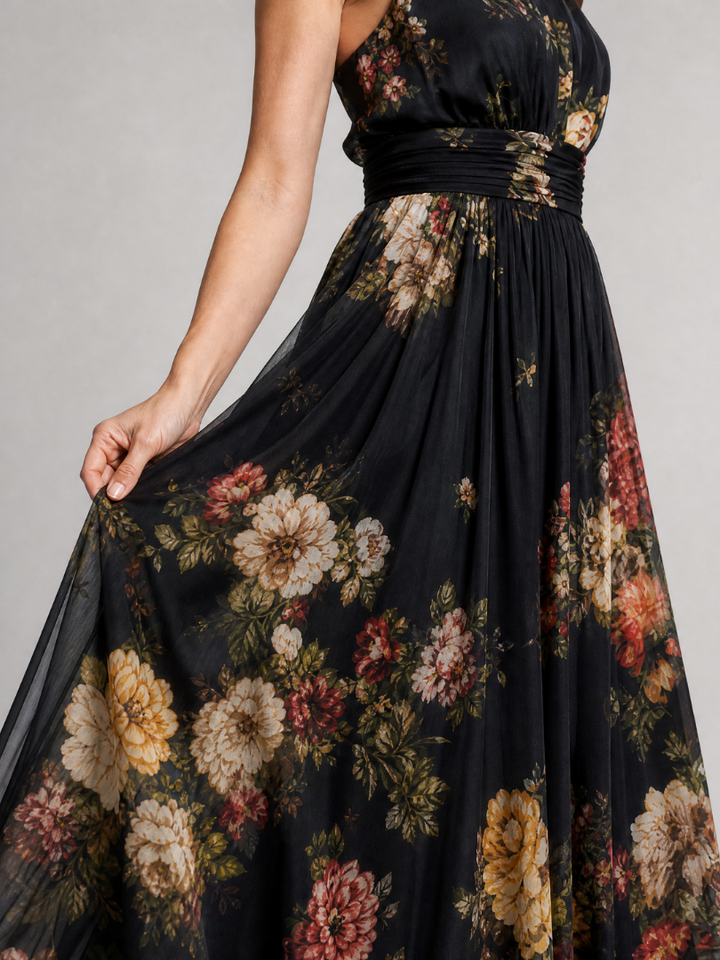 Sior Floral Halter Neck Midi Dress by Roseworth London
