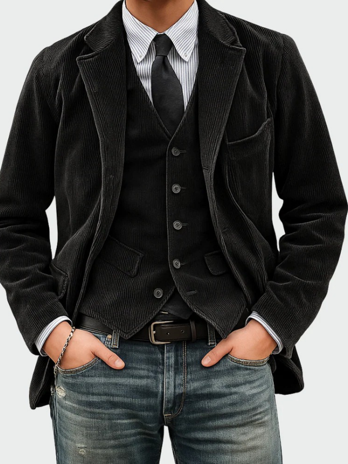 Eduardo Blazer & Corduroy Waistcoat Set