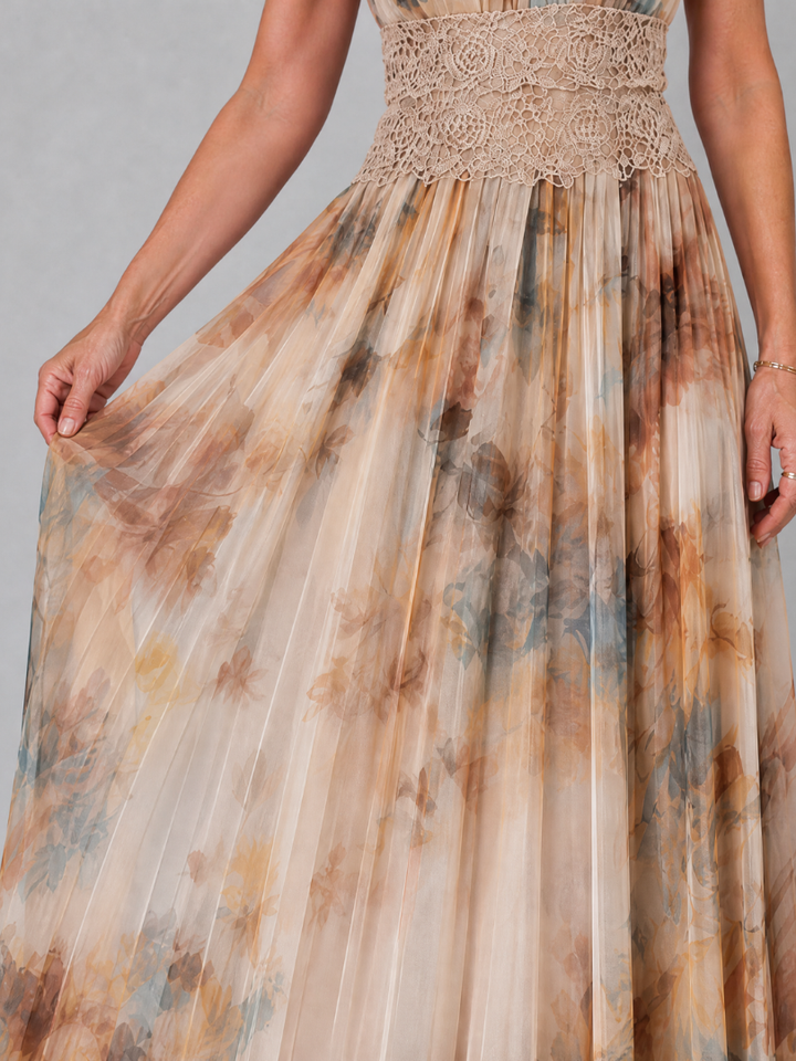 Elavenue Halter Neck Lace Waist Maxi Dress by Roseworth London