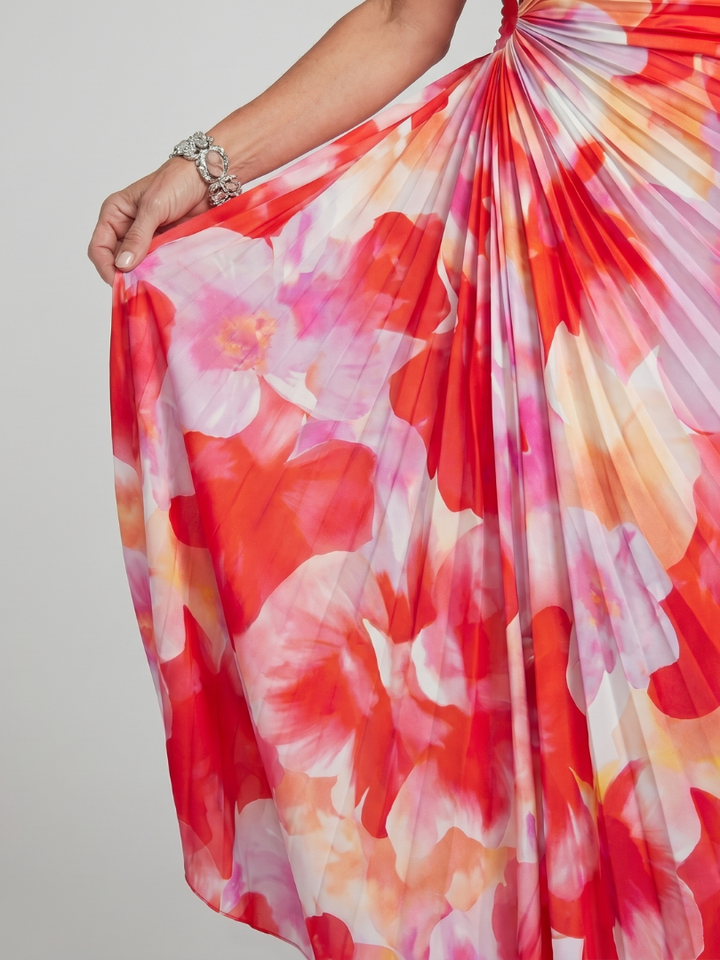Taya One Shoulder Pleated Bodice Midi Dress by Roseworth London