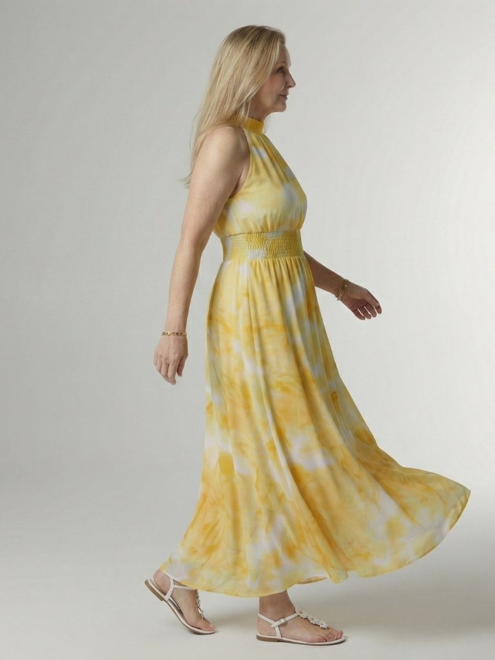 Sylin Gathered Halter Midi Dress by Roseworth London