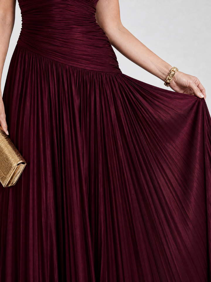 Lemar Sleeveless Pleated V Neck Midi Dress by Roseworth London