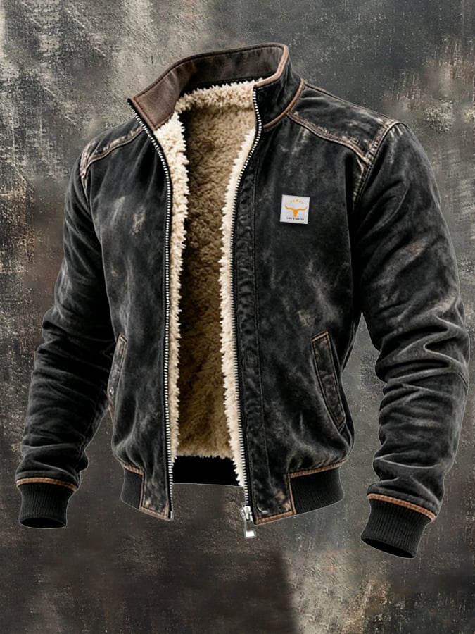 Noah Sherpa-Lined Leather-Look Bomber Jacket