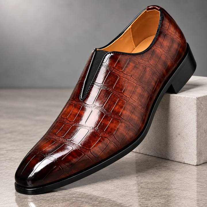 Renzo Croc-Embossed Loafers