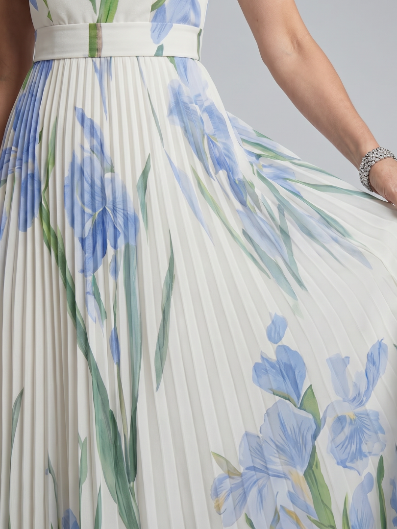 Ophelia Sleeveless Square Neck Floral Print Midi Dress by Roseworth London