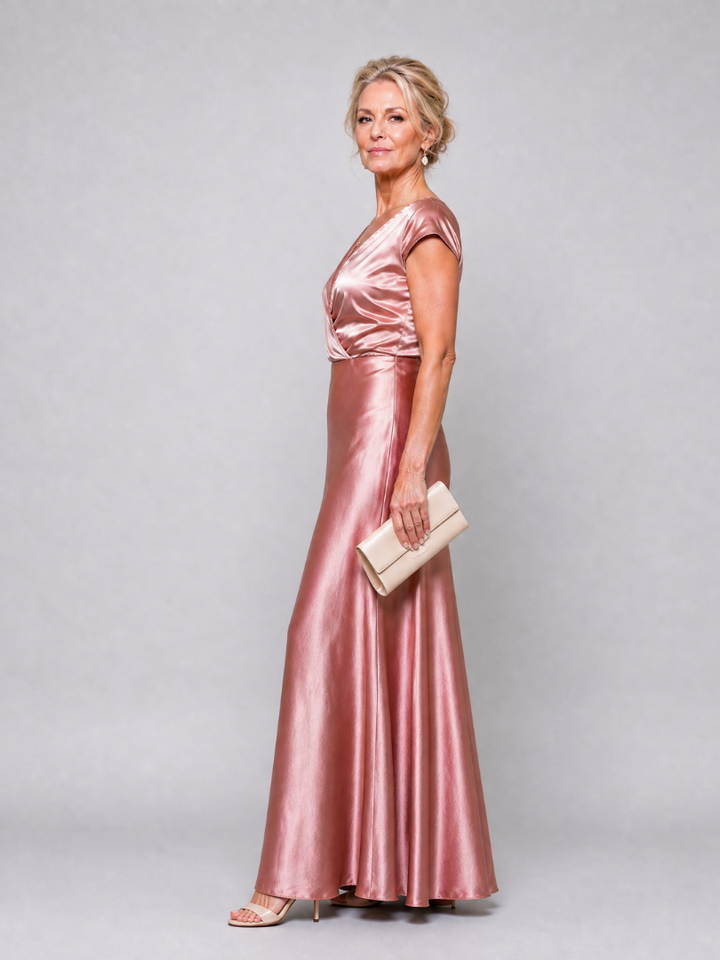 Samouse Cap Sleeve Wrap Bodice Maxi Dress by Roseworth London
