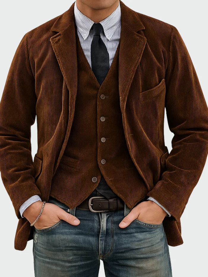 Eduardo Blazer & Corduroy Waistcoat Set