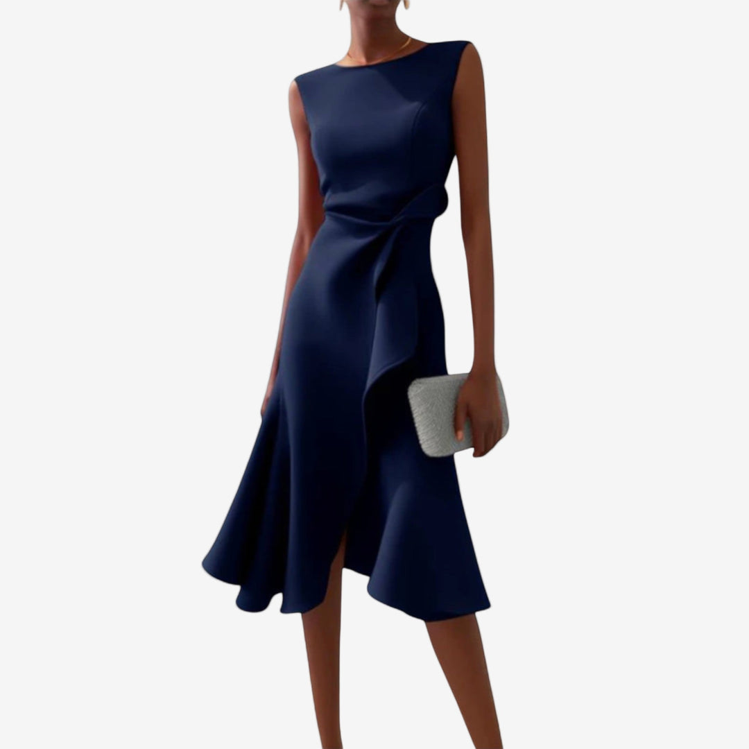 Eliana | Elegant midi dress with an asymmetric cut