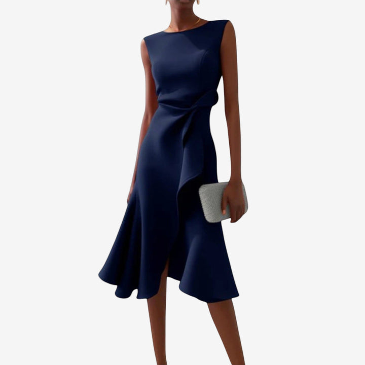 Eliana | Elegant midi dress with an asymmetric cut