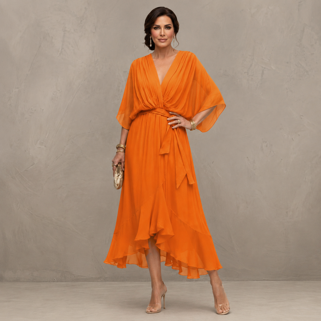 Marta Elegant Chiffon Midi Dress