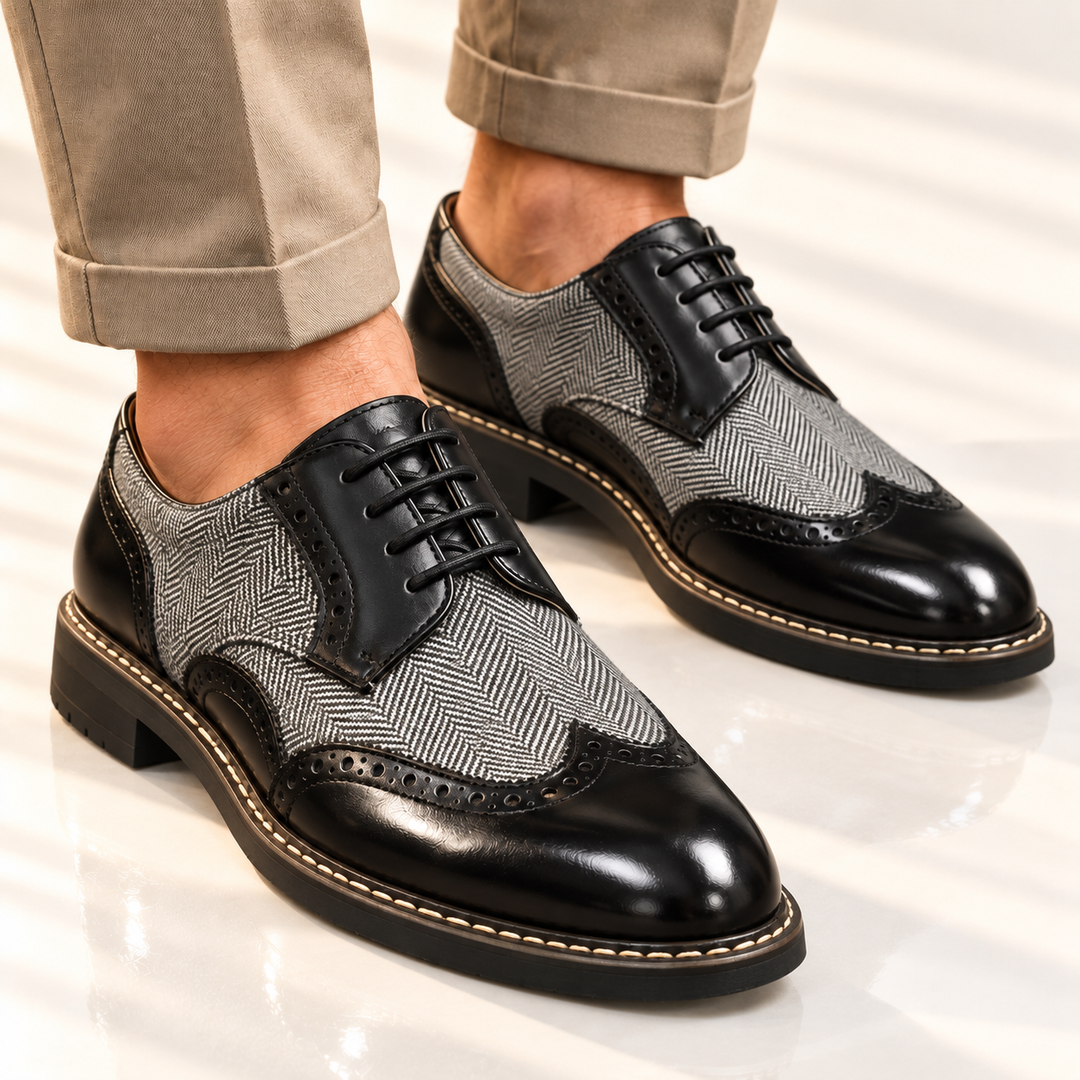 Demarco Leather Herringbone Oxfords