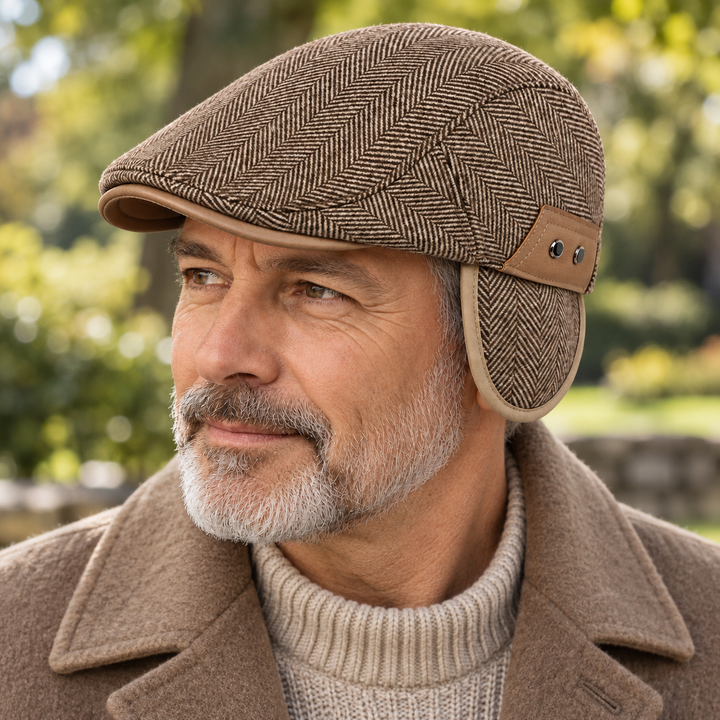 Thornton Herringbone Flat Cap