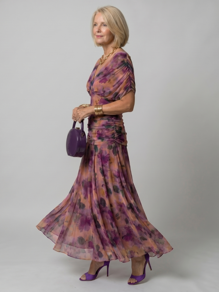 Calen Off Shoulder Flow Midi Dress by Roseworth London