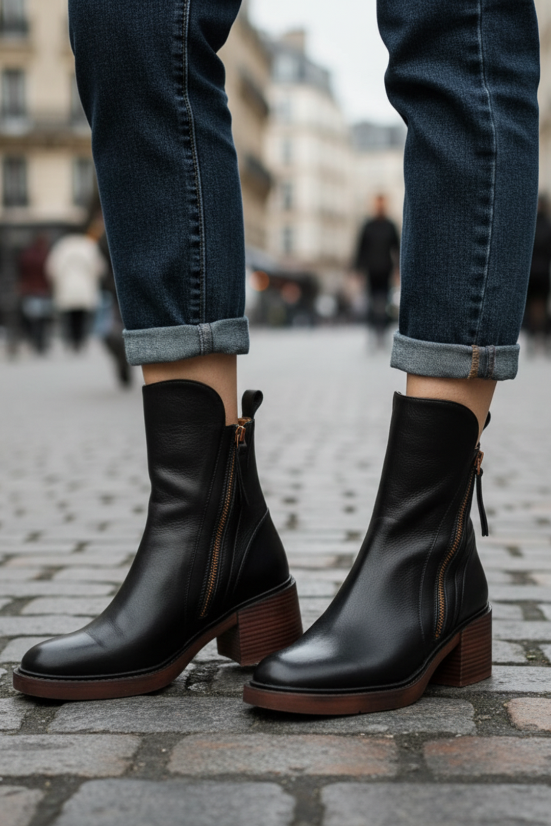 Pernelle Leather Block-Heel Boots