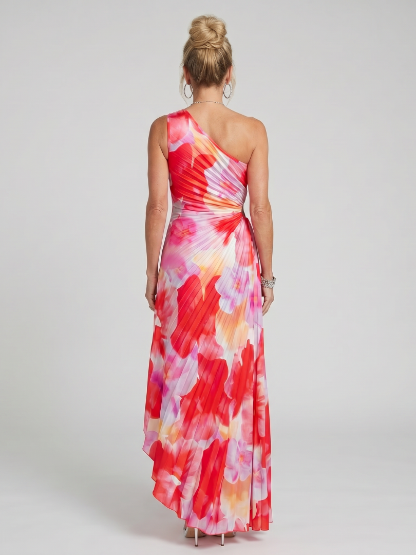 Taya One Shoulder Pleated Bodice Midi Dress by Roseworth London