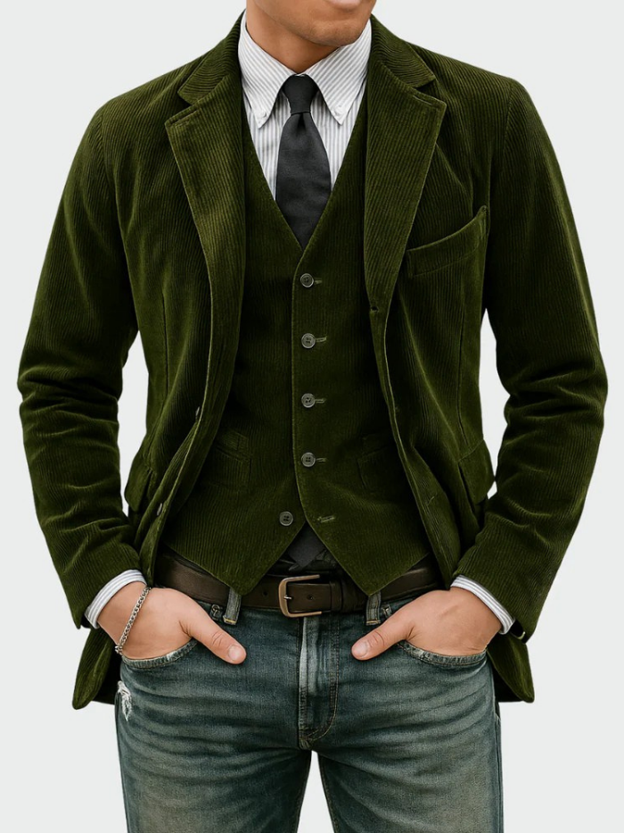 Eduardo Blazer & Corduroy Waistcoat Set